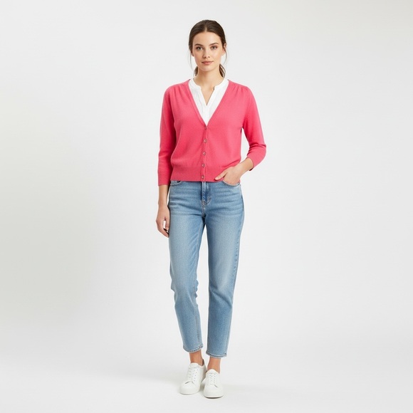 Boden Sweaters - Boden Bright Strawberry V-Neck Cardigan